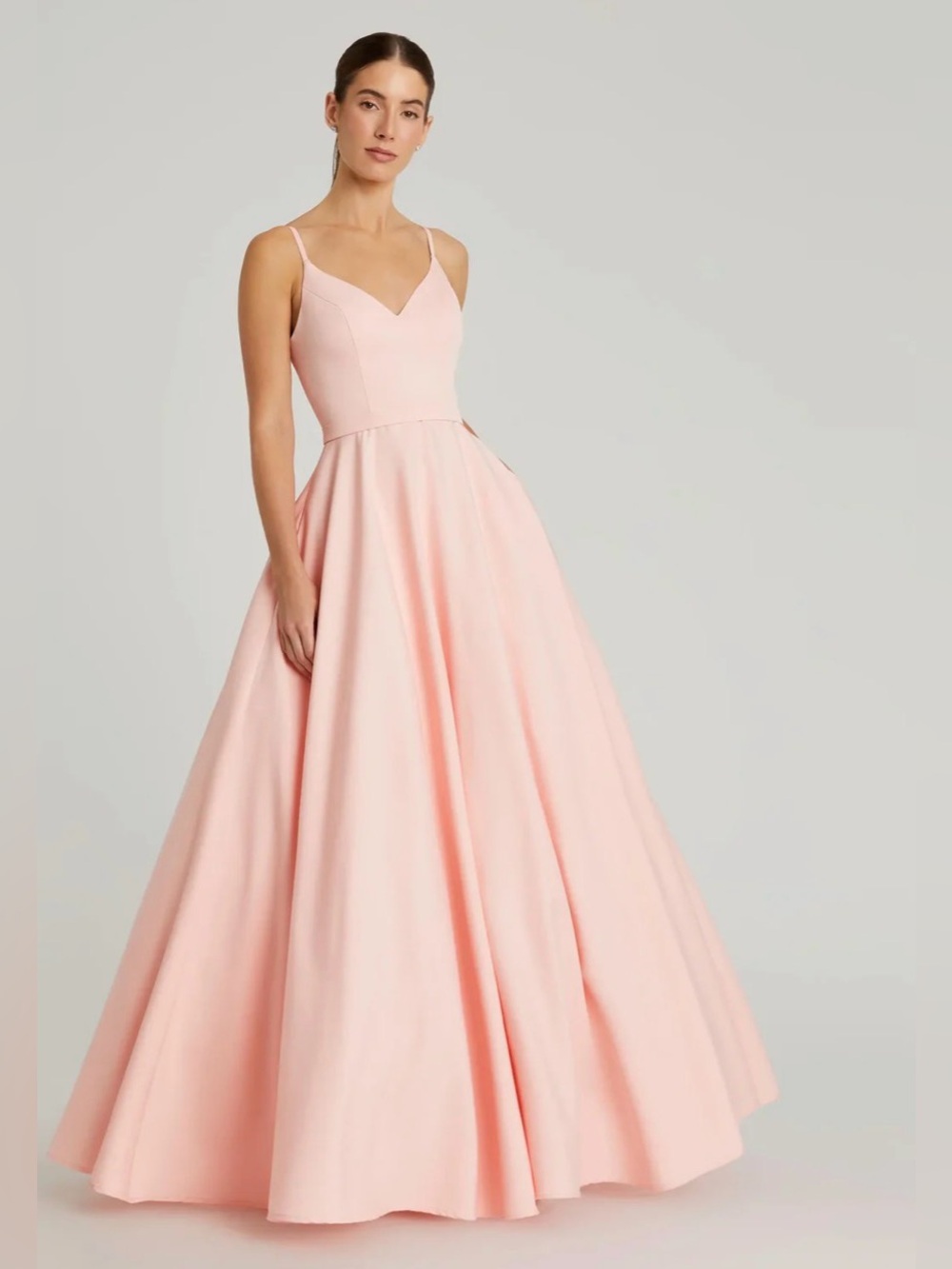 MAC DUGGAL- 48855 Pink Classic A-Line V-Neck Ball Gown Size 8